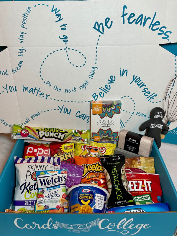 Care package for young college boys. Men Stress Too.